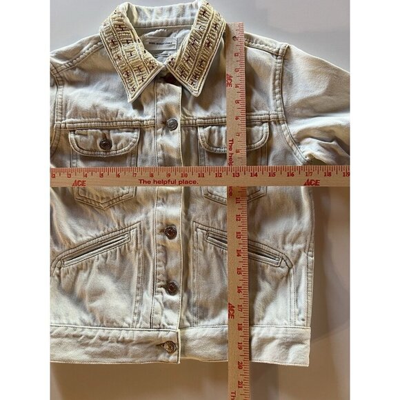 Isabel Marant light blue jean jacket beaded collar boho hippie sz 36(XS/4) Paris - Picture 8 of 11